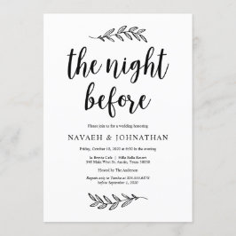 Invitación La noche anterior, cena de ensayo rustica Boda