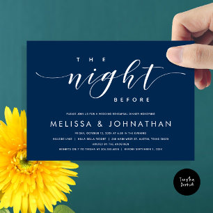 Invitación La noche anterior, el ensayo Boda moderno