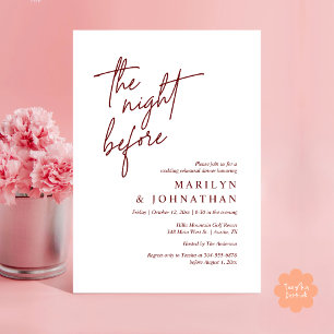 Invitación La noche anterior, el ensayo Boda moderno