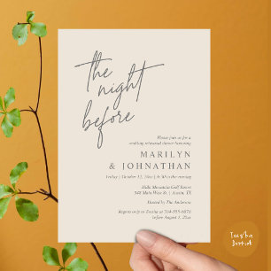 Invitación La noche anterior, el ensayo Boda moderno
