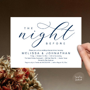 Invitación La noche anterior, el ensayo Boda moderno