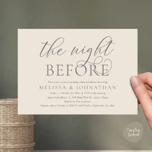 Invitación La noche anterior, el ensayo Boda moderno