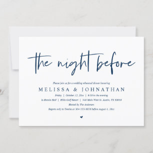 Invitación La noche anterior, el ensayo Boda moderno