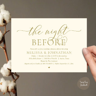 Invitación La noche anterior, el ensayo de la cena Boda