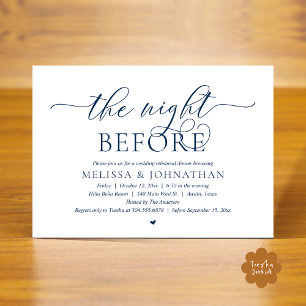 Invitación La noche anterior, el ensayo de la cena Boda