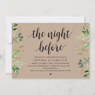 Invitación La Noche Anterior, Kraft Verde, Cena de Ensayo