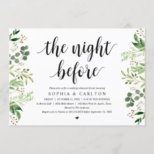 Invitación La noche anterior, la vegetación y la cena de ensa