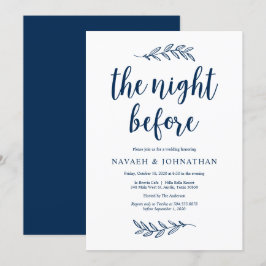 Invitación La noche anterior, Marina Azul, Cena de ensayo Wed