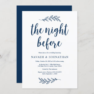 Invitación La noche anterior, Navy Blue, Cena de ensayo Wed