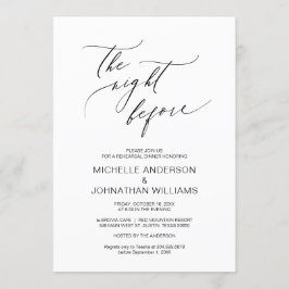 Invitación La noche anterior, una cena de ensayo negra y Boda