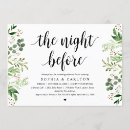 Invitación La Noche Anterior, Verdor, Cena de Ensayo