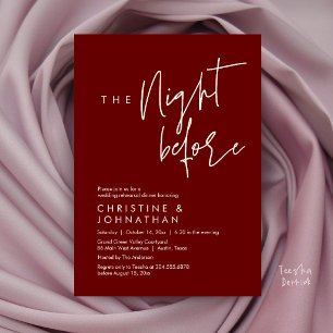 Invitación La Noche Antes, Cena de Ensayo de Boda Informal