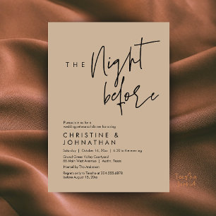 Invitación La Noche Antes, Cena de Ensayo de Boda Informal