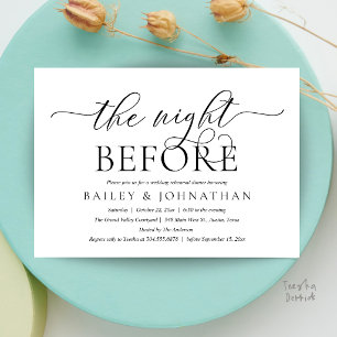 Invitación La Noche Antes, Cena de Ensayo de Boda Moderna