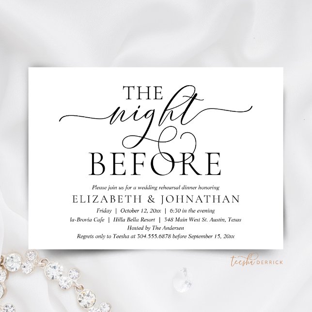 Invitación La Noche Antes, Cena de Ensayo de Boda Moderna (The Night Before, Modern Wedding Rehearsal Dinner Invitation card, digital download)