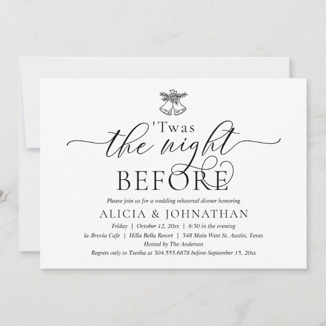 Invitación La Noche Antes, Cena de Ensayo de Boda Moderna (Anverso)