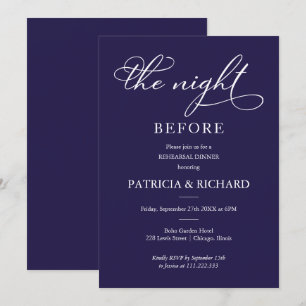Invitación La Noche Antes de la Cena de Ensayo de Azul Marino