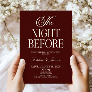 Invitación La Noche Antes de la Cena de Ensayo de Boda de Bor