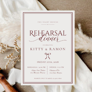 Invitación La Noche Antes de la Cena de Ensayo de Boda de Bor