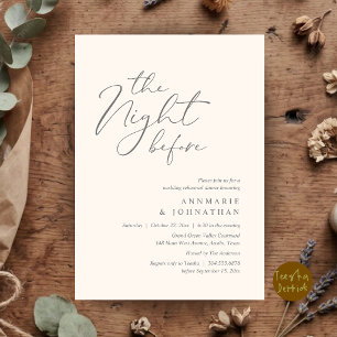 Invitación La Noche Antes de la Cena de Ensayo de Boda Románt
