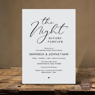 Invitación La Noche Antes de la Cena de Ensayo de Boda Románt