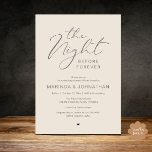 Invitación La Noche Antes de la Cena de Ensayo de Boda Románt
