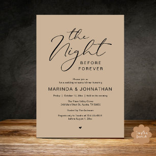 Invitación La Noche Antes de la Cena de Ensayo de Boda Románt