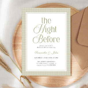 Invitación La Noche Antes de la Cena de Ensayo de Gingham Mod