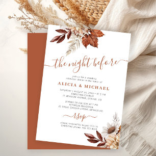 Invitación La noche antes de la cena de ensayo de la boda de