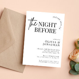 Invitación La noche antes de la cena de ensayo en blanco y ne