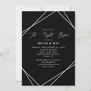 Invitación La noche antes de la cena de ensayo en blanco y ne