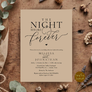 Invitación La Noche Antes de la Cena de Ensayo Romántico para