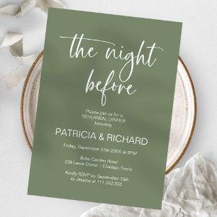 Invitación La Noche Antes de la Cena de Ensayo Verde Sage