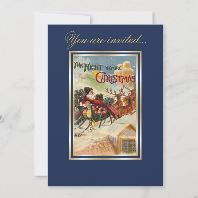 Invitación La noche antes de la cena de los Navidades Santa C (Anverso)