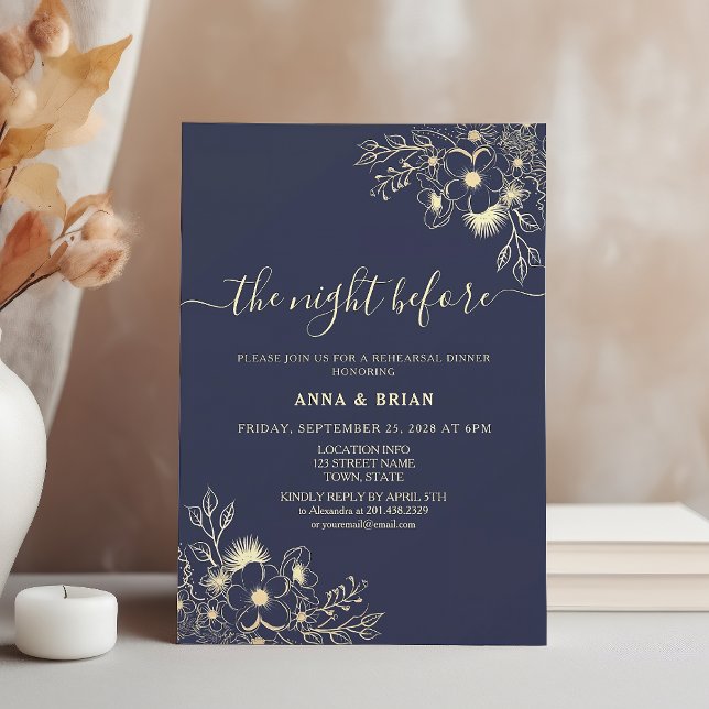 Invitación La noche antes de la cena del ensayo azul de la ma (Subido por el creador)