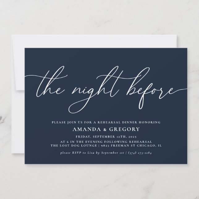 Invitación La noche antes de la cena del ensayo Boda (Anverso)