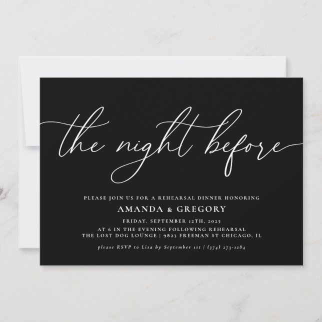Invitación La noche antes de la cena del ensayo Boda (Anverso)