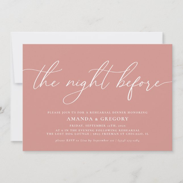 Invitación La noche antes de la cena del ensayo Boda (Anverso)