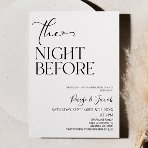Invitación La noche antes de la cena mínima del ensayo Boda