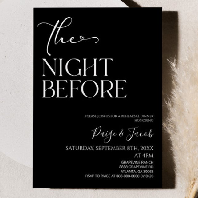 Invitación La noche antes de la cena mínima del ensayo Boda (Subido por el creador)