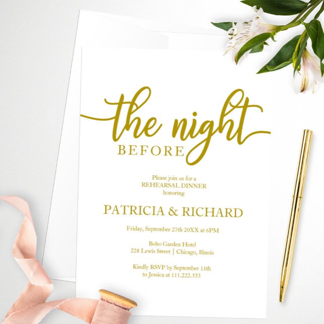 Invitación La noche antes de la elegante cena de ensayo del o (Subido por el creador)