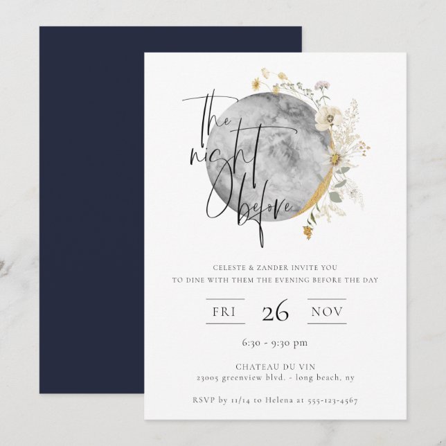 Invitación La noche antes de la luna dorada (Anverso / Reverso)