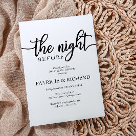 Invitación La noche antes de una simple y elegante cena de en