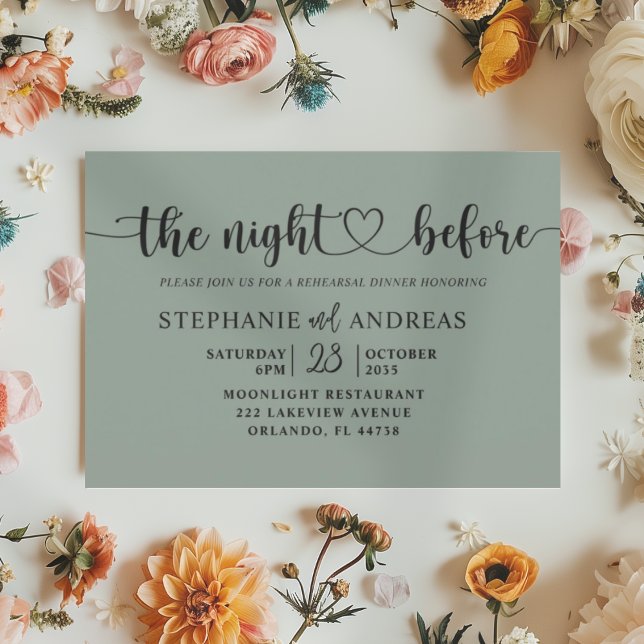 Invitación La noche antes del Boda verde sabio (Subido por el creador)