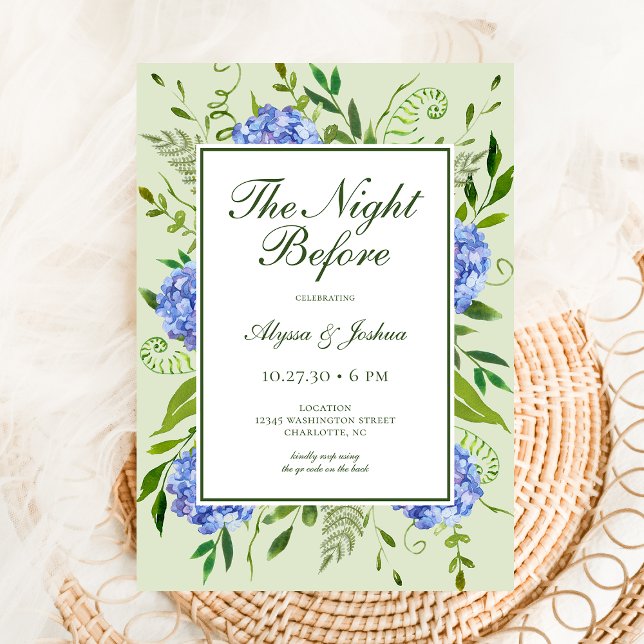 Invitación La noche antes del código QR de Hydrangea Azul (Subido por el creador)