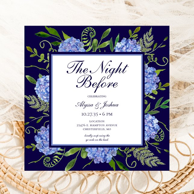 Invitación La noche antes del código QR de Hydrangea Azul (Subido por el creador)