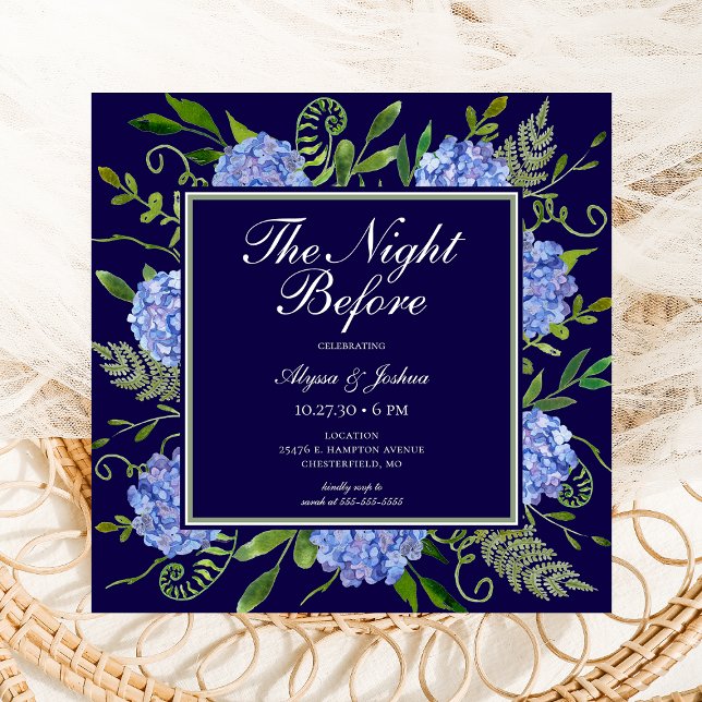 Invitación La noche antes del código QR de Hydrangea Azul (Subido por el creador)