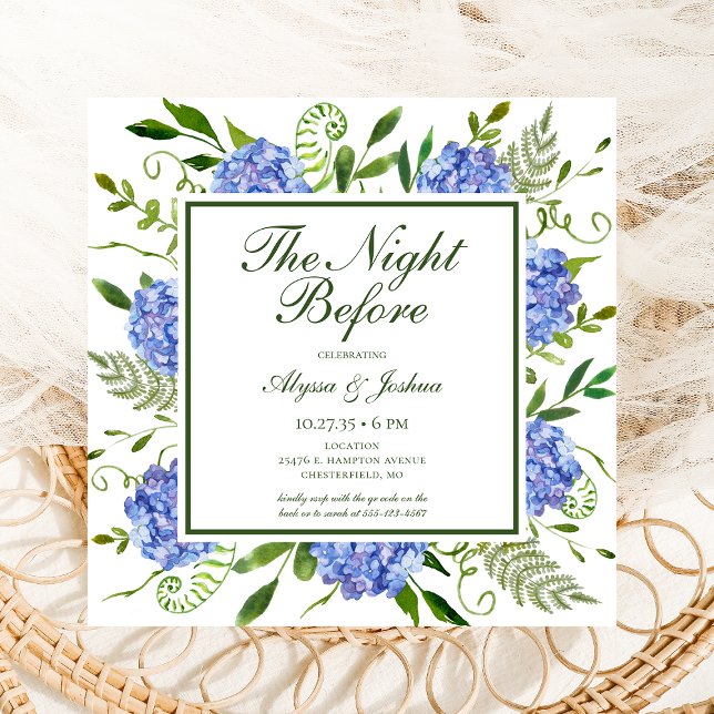 Invitación La noche antes del código QR de Hydrangea Azul (Subido por el creador)