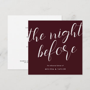 Invitación La noche antes del ensayo de caligrafía borgoñona