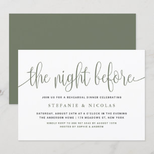 Invitación La noche antes del ensayo de escritura verde de la